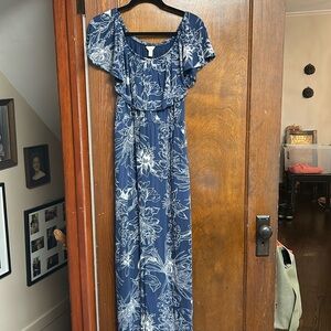 Soma Blue and White Floral Maxi Dress